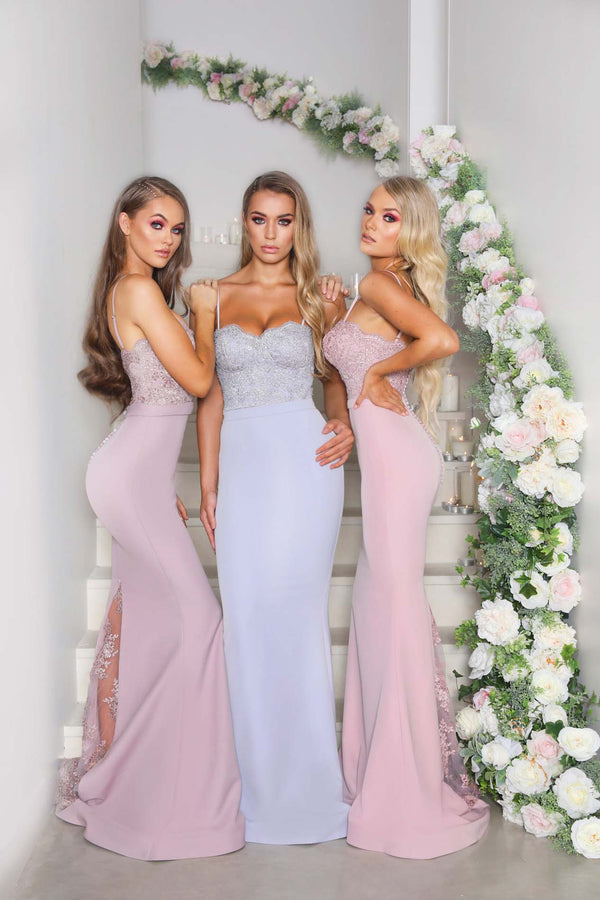 FROZEN  GOWN  WITH LACE TRAIN MAUVE